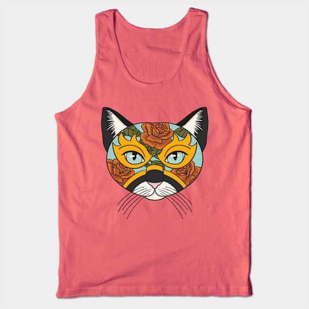 Lucha Libre Mask Cat Tank Top by Tamara Lance